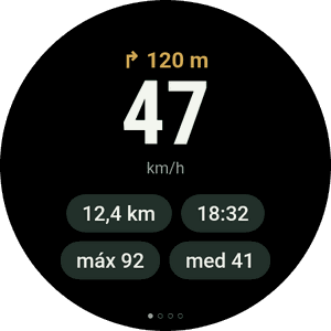 Próxima maniobra a 120 m y velocidad 47 km/h